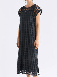 ELK GRID BURNOUT MIDI DRESS