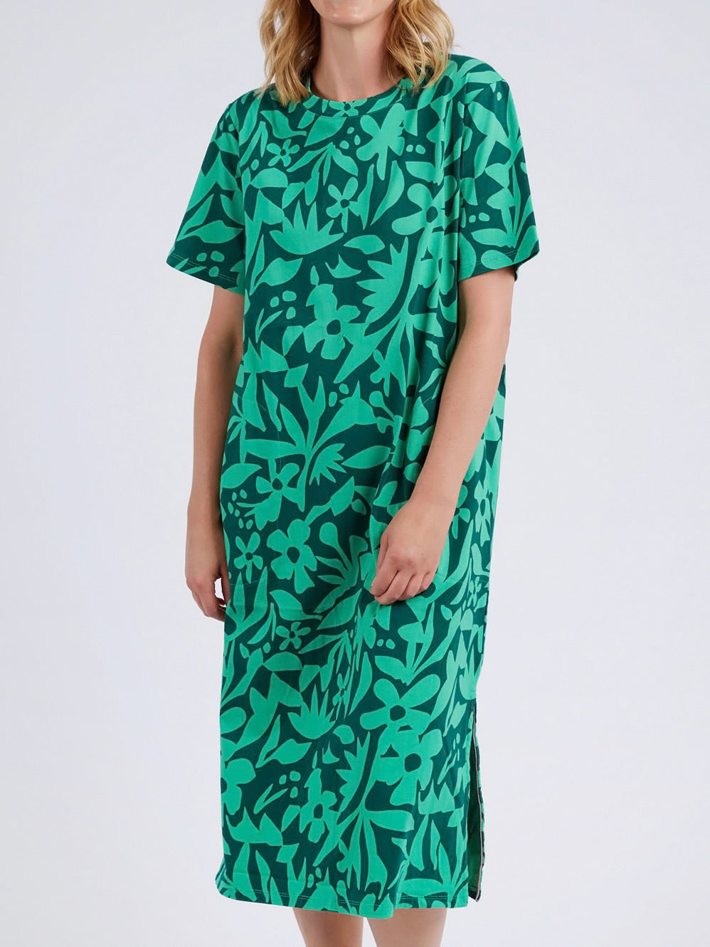 ELM STENCIL FLORAL TEE DRESS Yeltuor