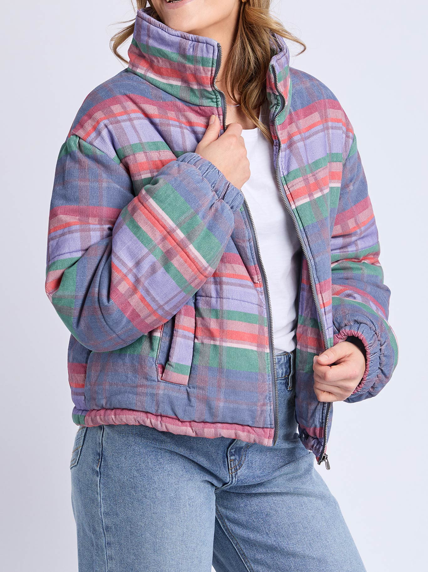 ELM CORD CHECK JACKET