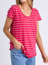 ELM PIMA STRIPE VEE TEE