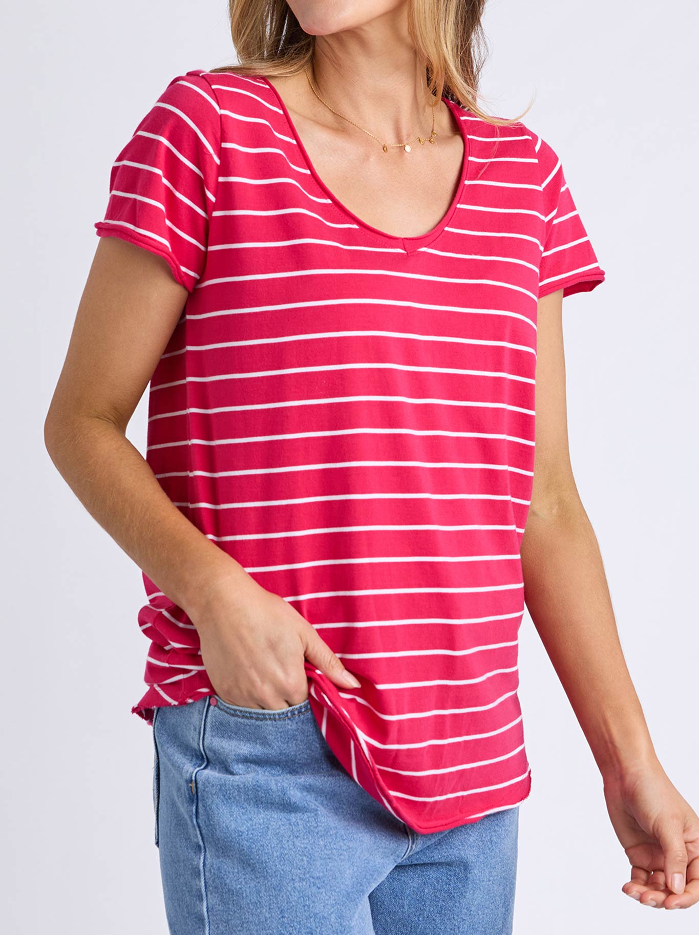 ELM PIMA STRIPE VEE TEE