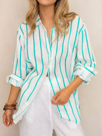 HUT STRIPE LINEN BOYFRIEND SHIRT