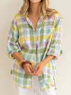 HUT PLAID LINEN BOYFRIEND SHIRT