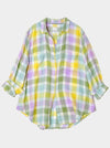 HUT PLAID LINEN BOYFRIEND SHIRT