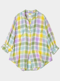 HUT PLAID LINEN BOYFRIEND SHIRT