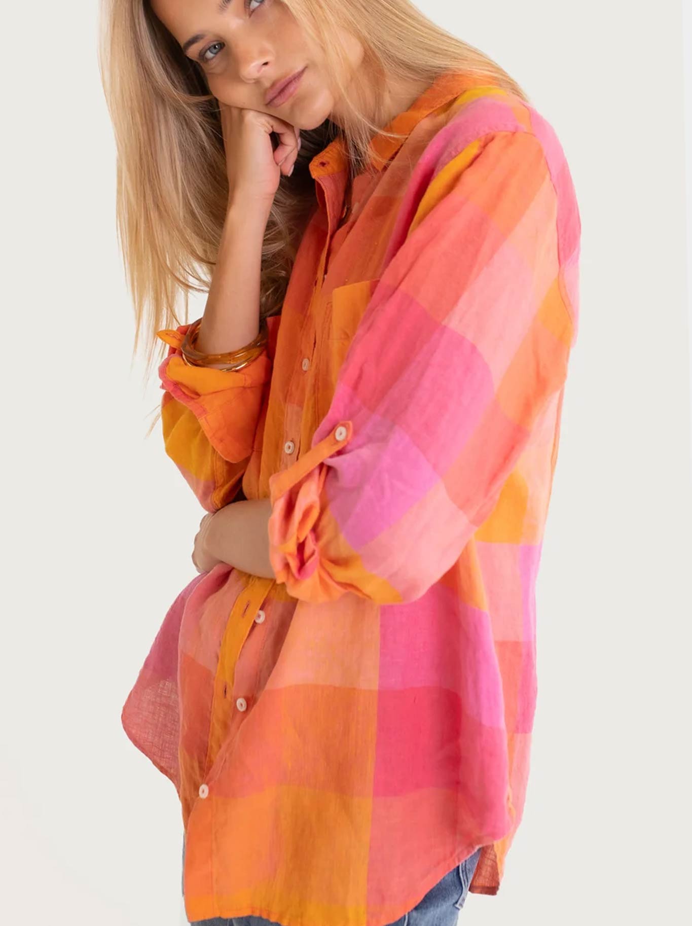 HUT CHECK BOYFRIEND SHIRT