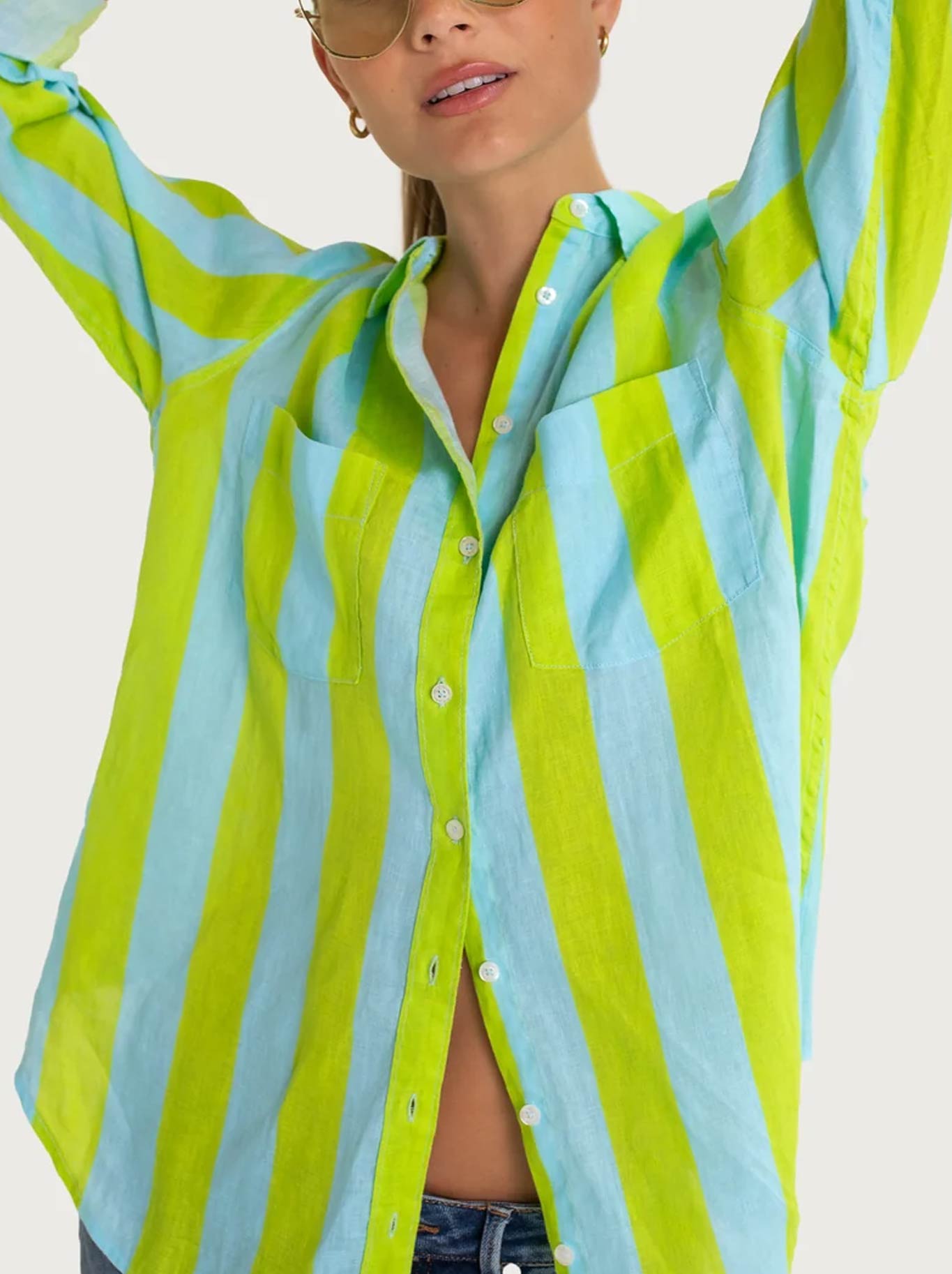 HUT STRIPE LINEN BOYFRIEND SHIRT