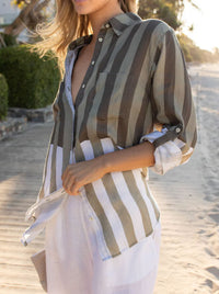 HUT STRIPE LINEN BOYFRIEND SHIRT