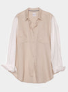 HUT CONTRAST SLEEVE LINEN SHIRT