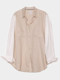 HUT CONTRAST SLEEVE LINEN SHIRT