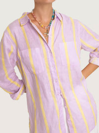 HUT STRIPE LINEN BOYFRIEND SHIRT
