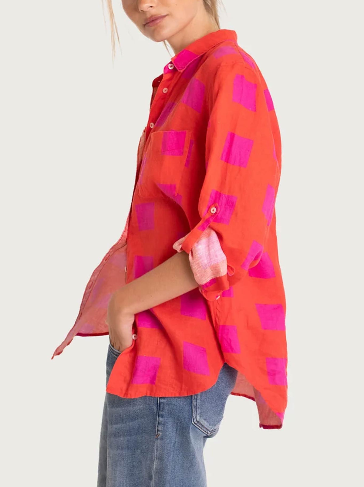 HUT CHECK BOYFRIEND SHIRT