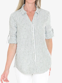 JUMP STRIPE LINEN SHIRT