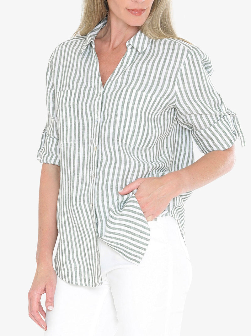 JUMP STRIPE LINEN SHIRT