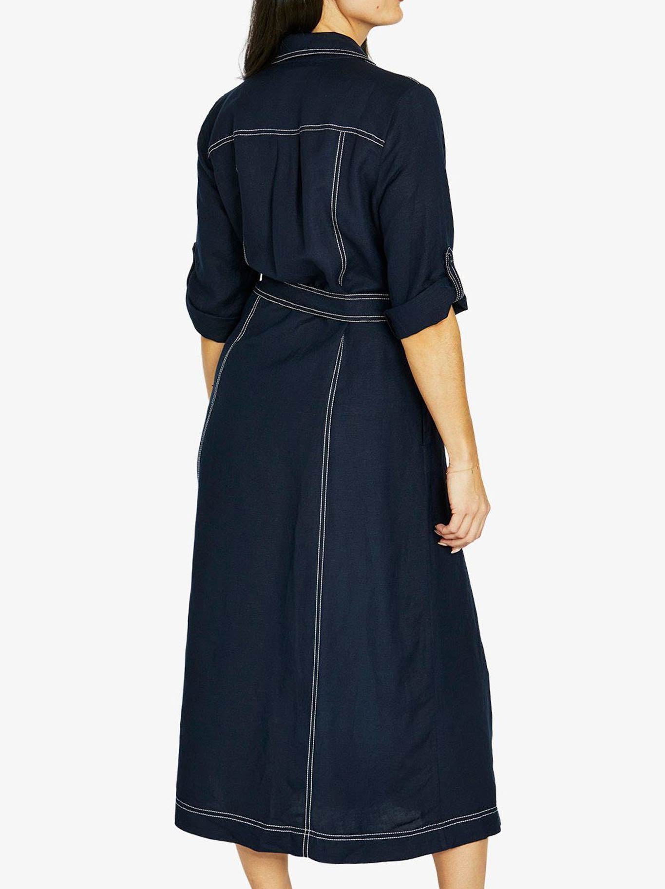 JUMP CONTRAST STITCH TIE DRESS