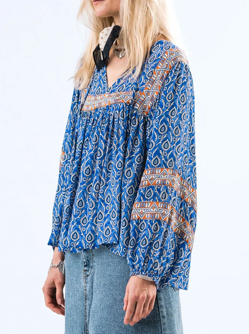 LOLLYS LAUNDRY TEEL BLOUSE