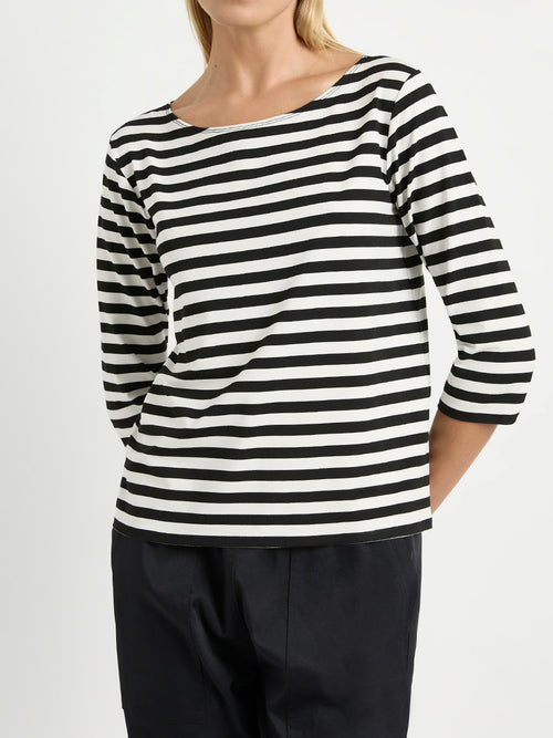 Relaxed Boat Neck - Milk/Black