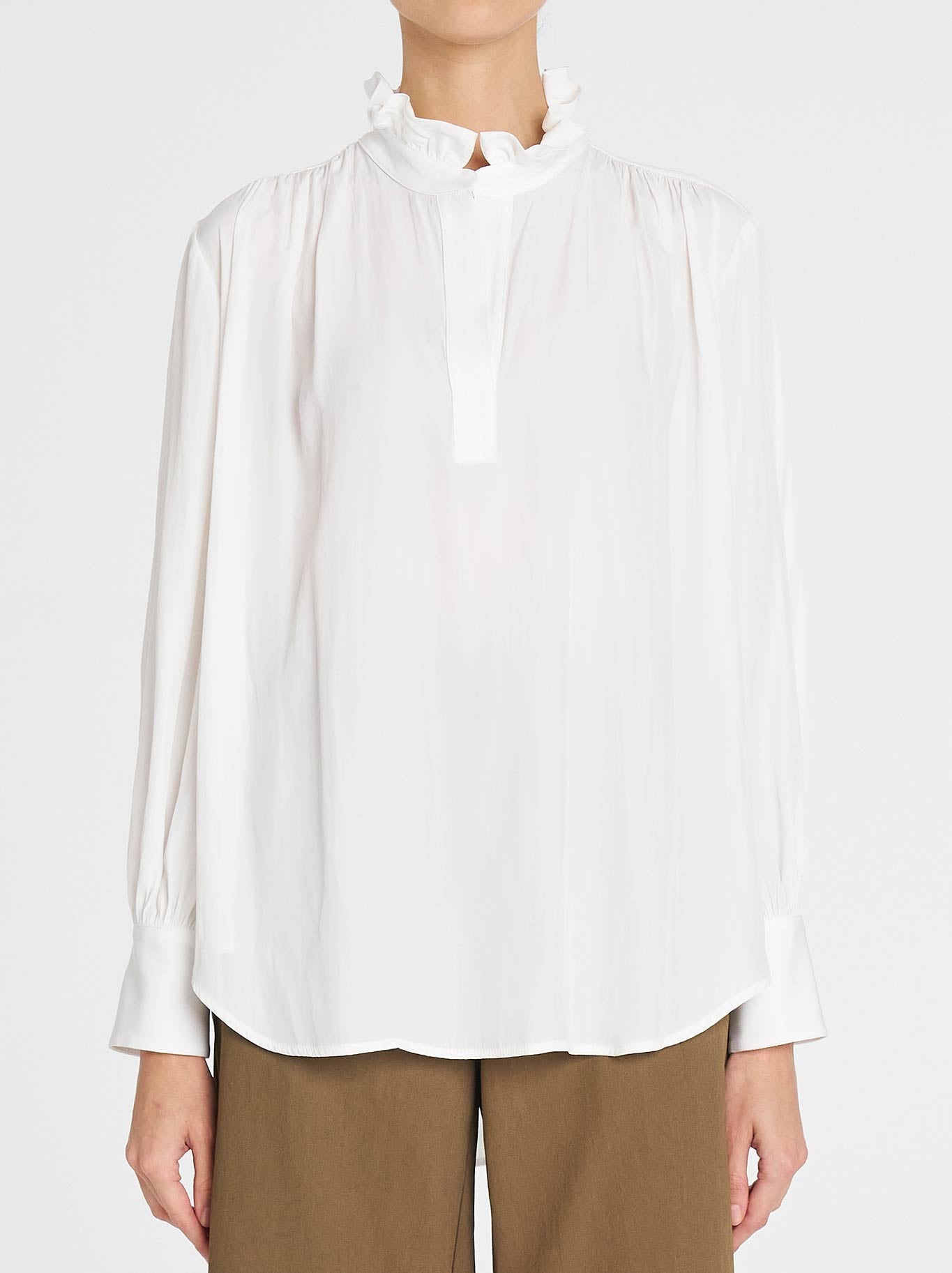 MELA PURDIE FRILL NECK BLOUSE