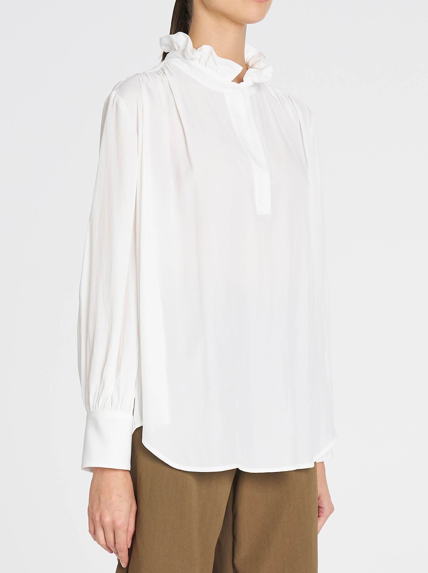 MELA PURDIE FRILL NECK BLOUSE