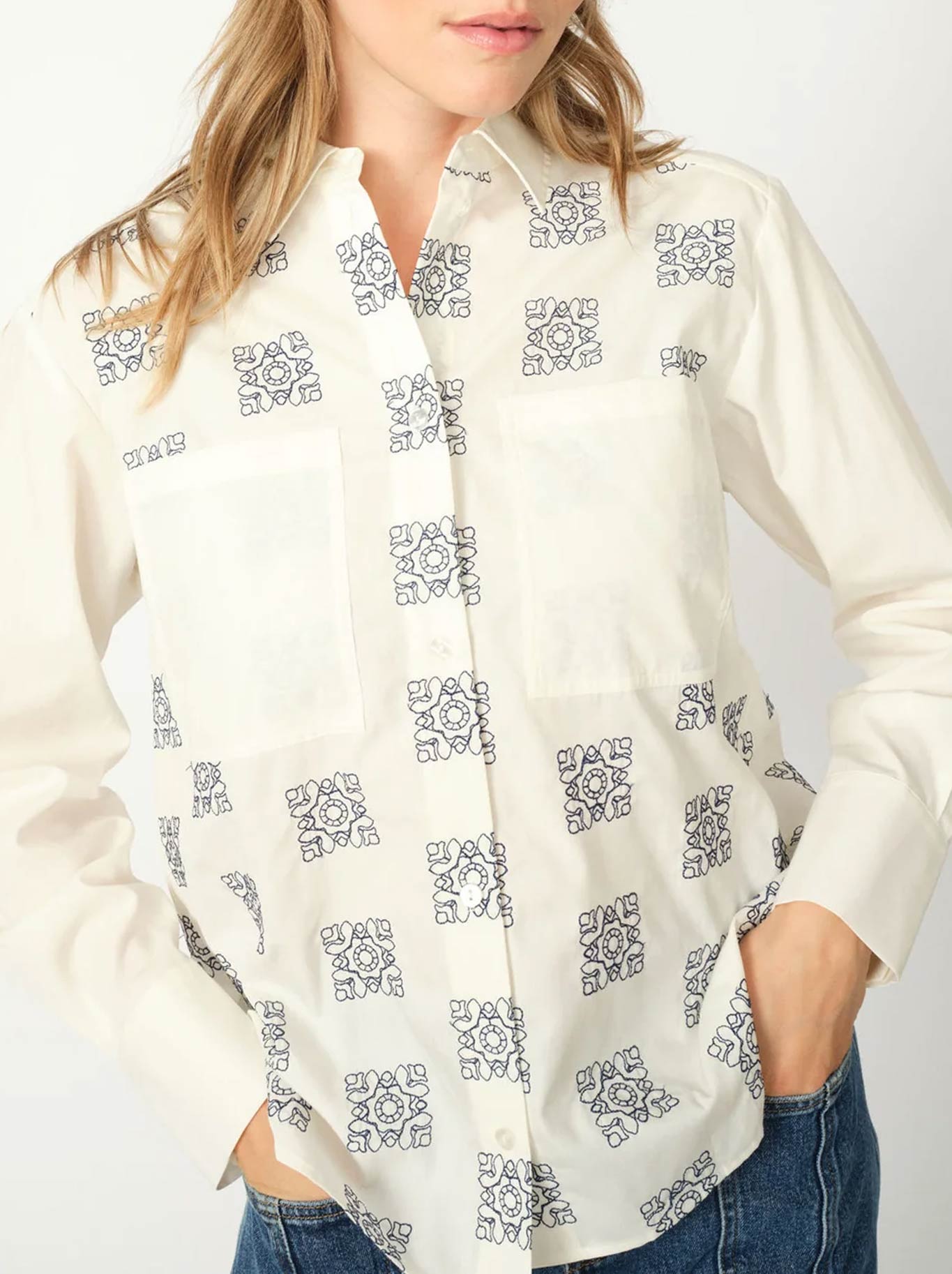 MOS MOSH WEINA GEO EMBROIDED SHIRT