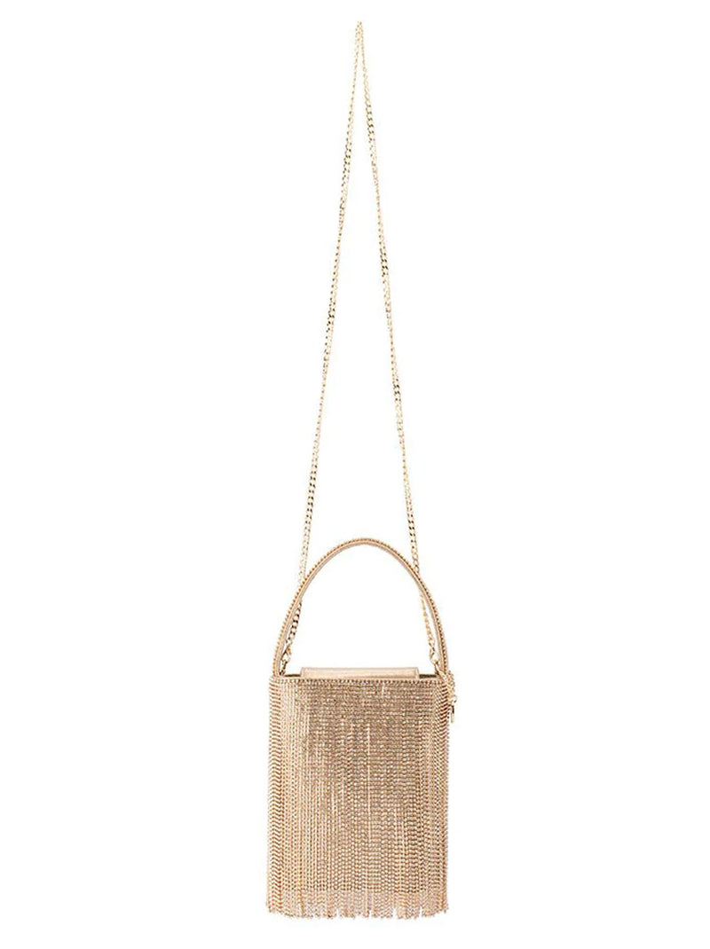 OLGA BERG BILLIE CRYSTAL FRINGE BAG