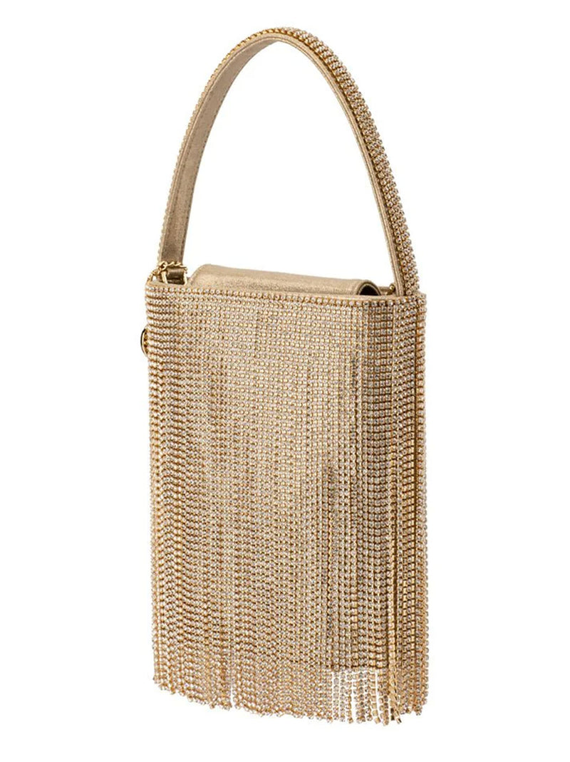 OLGA BERG BILLIE CRYSTAL FRINGE BAG