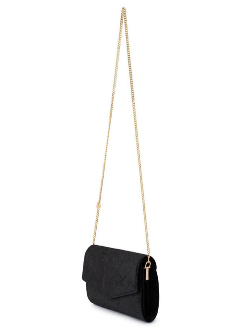 olga berg Matilda Velvet Clutch in Black