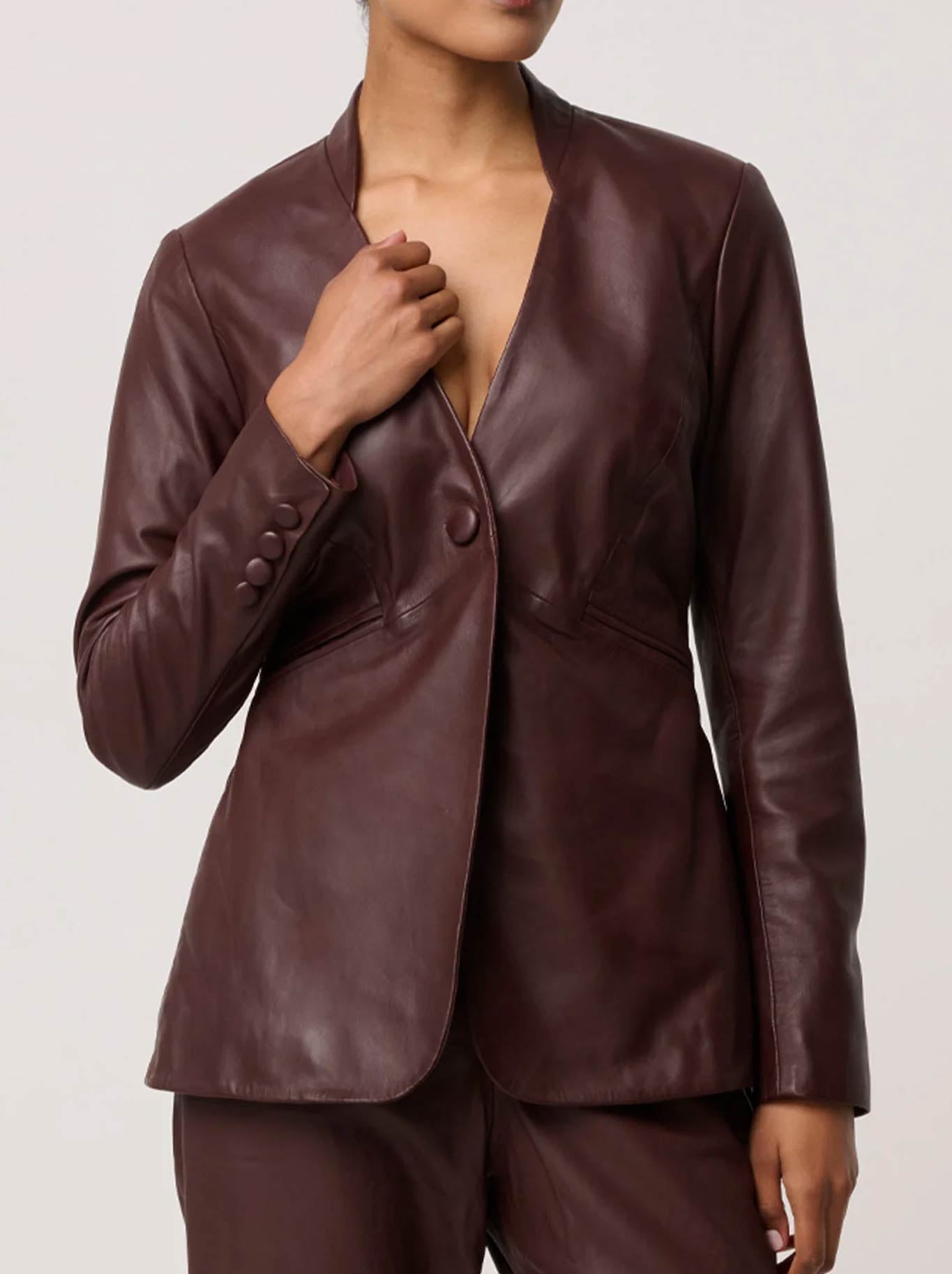 ONCE WAS CALYPSO LEATHER BLAZER