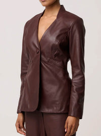 ONCE WAS CALYPSO LEATHER BLAZER