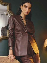 ONCE WAS CALYPSO LEATHER BLAZER