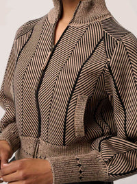 ONCE WAS JEANNE TEXTURED KNIT BOMBER JACKET