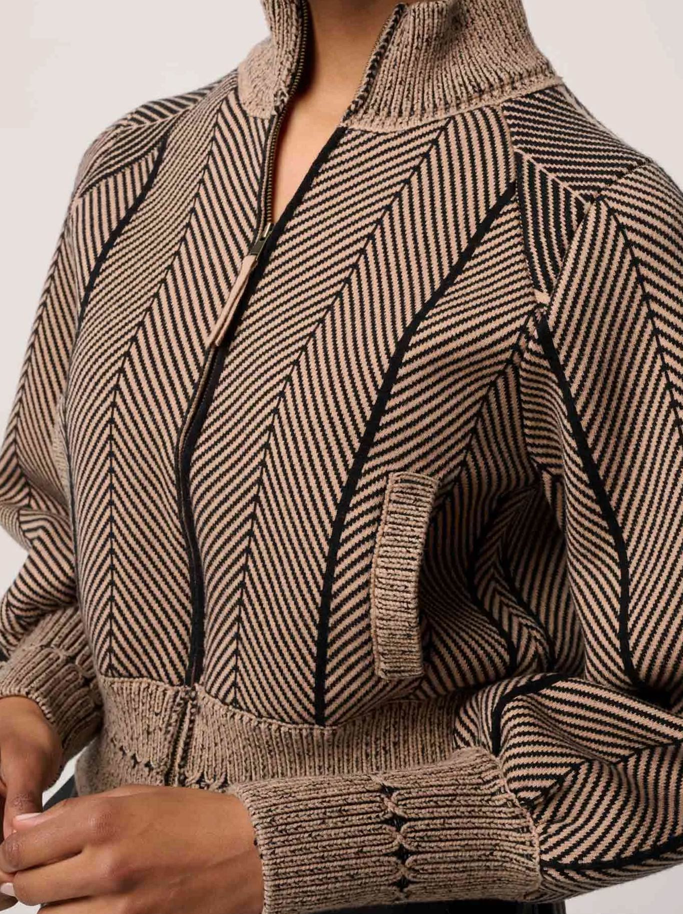 ONCE WAS JEANNE TEXTURED KNIT BOMBER JACKET