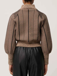 ONCE WAS JEANNE TEXTURED KNIT BOMBER JACKET