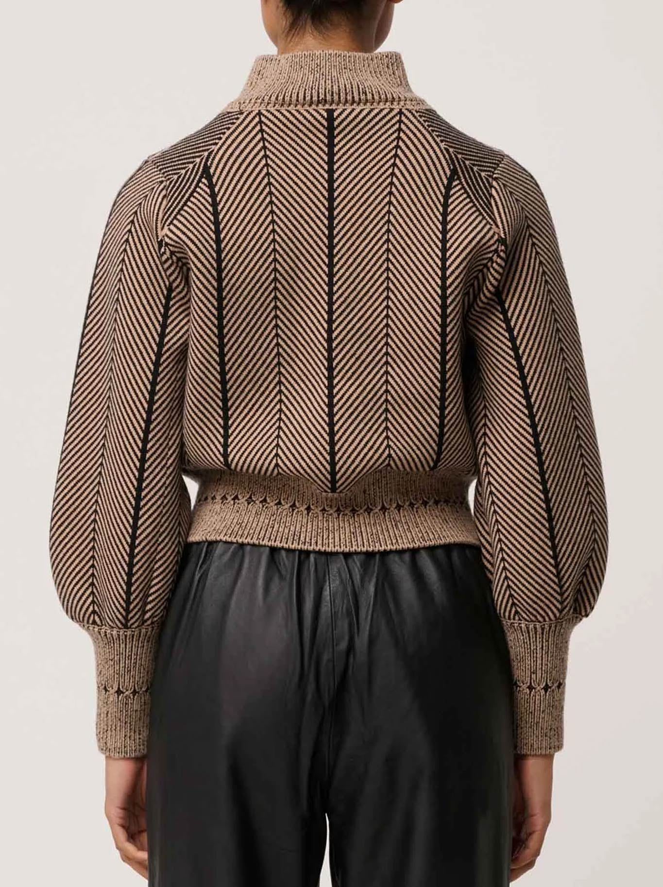 ONCE WAS JEANNE TEXTURED KNIT BOMBER JACKET