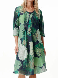 ONE SEASON MONSTERA NIGHT MIDDY POPPY DRESS
