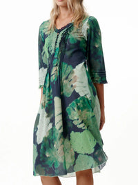 ONE SEASON MONSTERA NIGHT MIDDY POPPY DRESS
