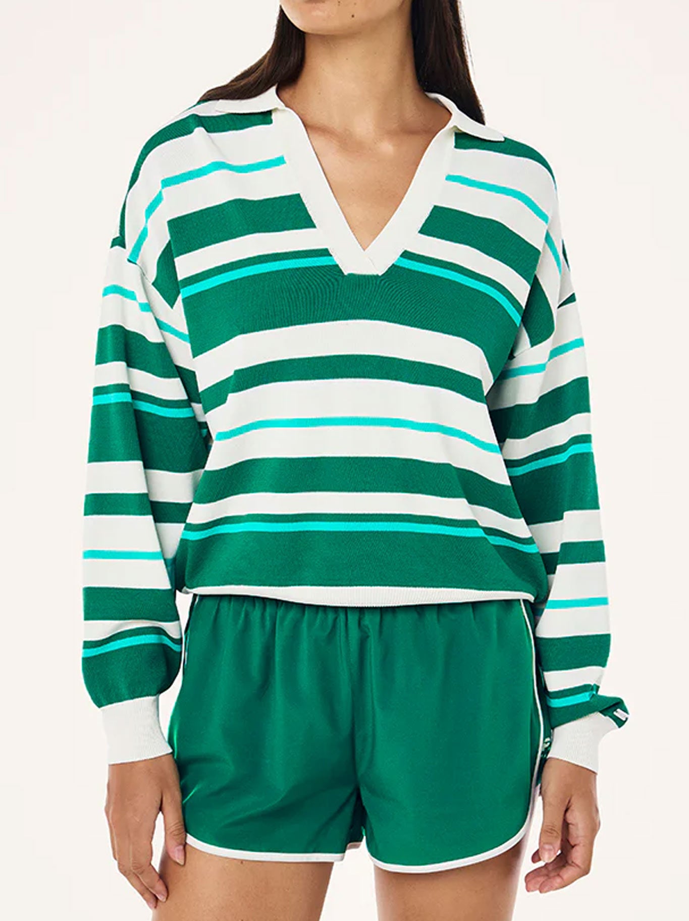 P.E NATION RETREAT STRIPE COLLAR KNIT