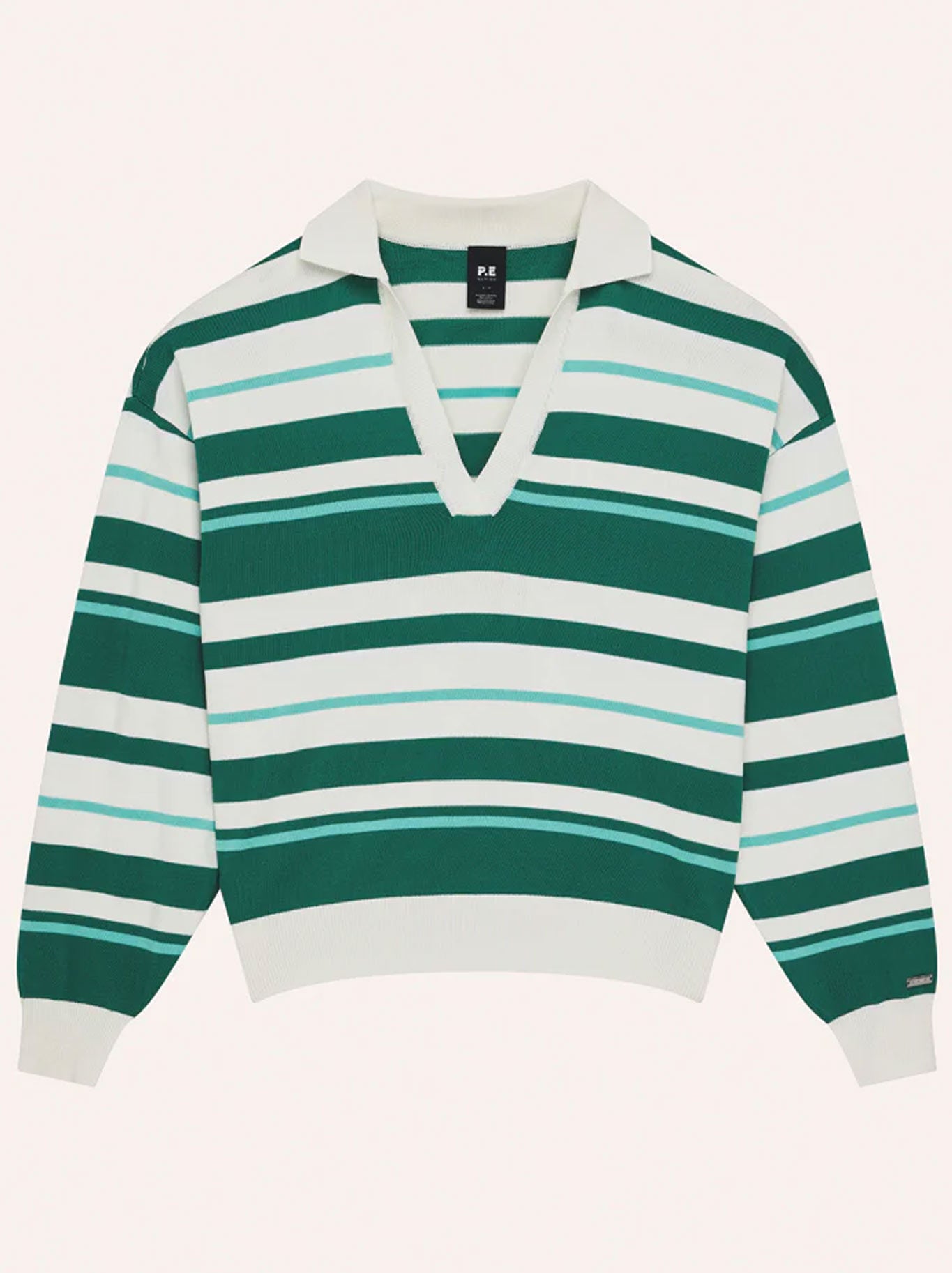 P.E NATION RETREAT STRIPE COLLAR KNIT