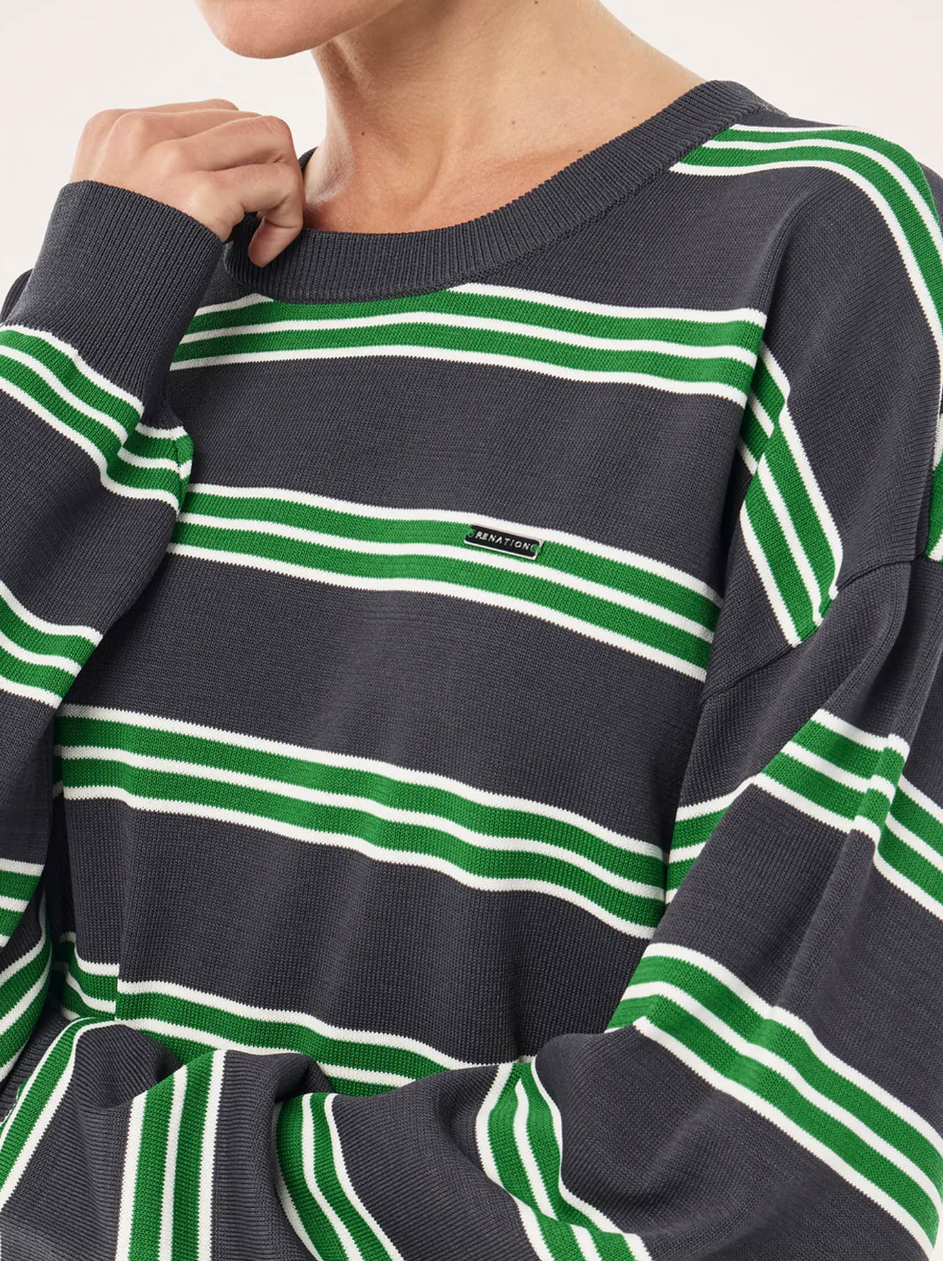 P.E NATION RETREAT STRIPE SWEATER