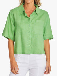 PINGPONG EFFIE CROPPED LINEN SHIRT