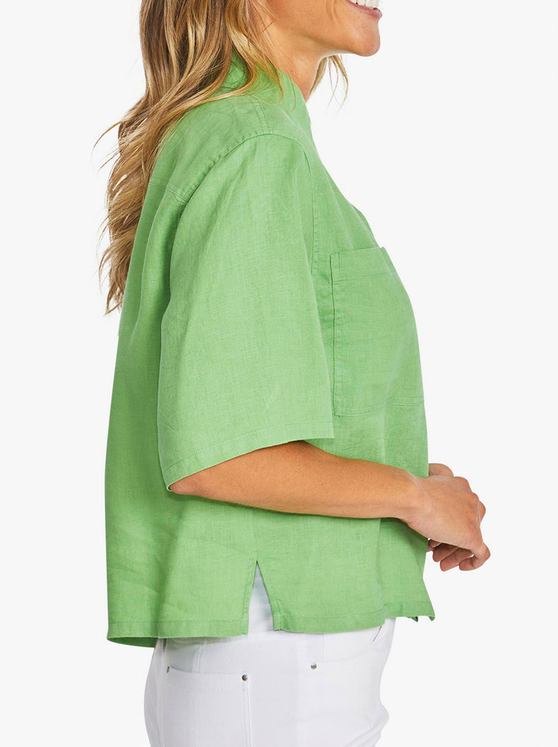 PINGPONG EFFIE CROPPED LINEN SHIRT