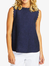 PINGPONG LUCY LINEN SCOLLOP TOP