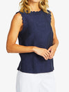 PINGPONG LUCY LINEN SCOLLOP TOP