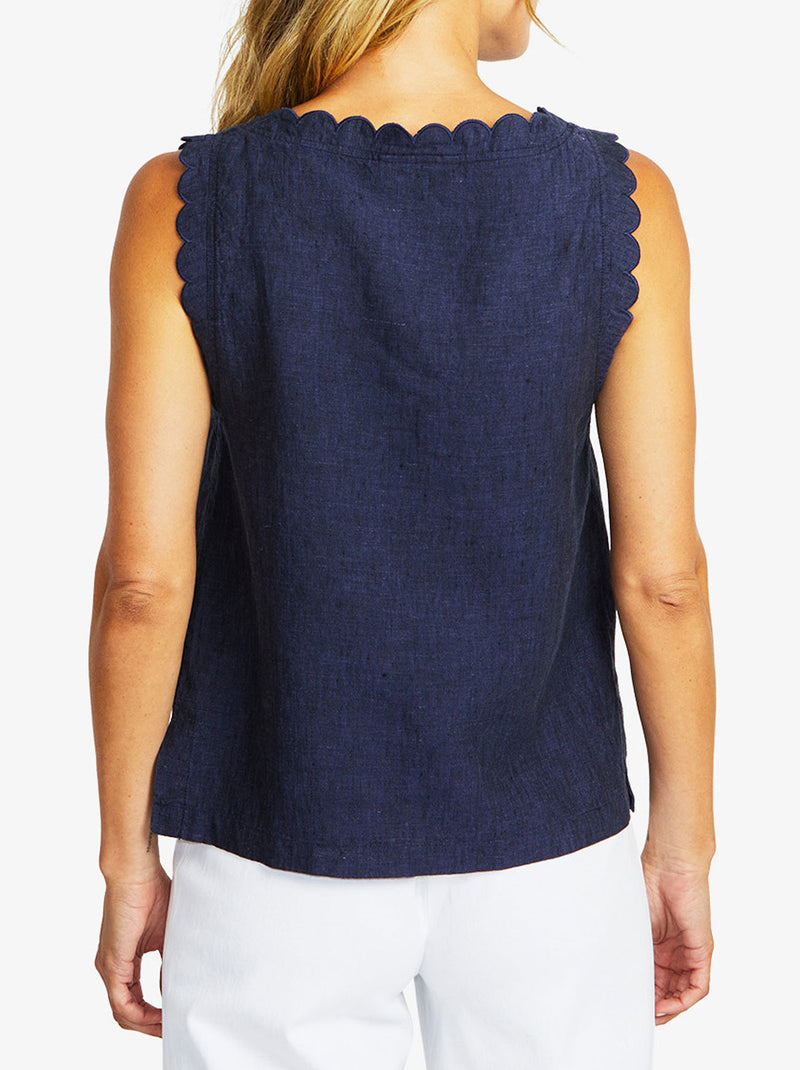 PINGPONG LUCY LINEN SCOLLOP TOP