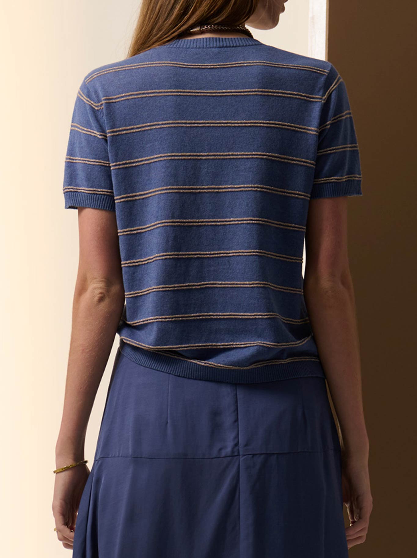 POL SABLE LUREX STRIPE TEE