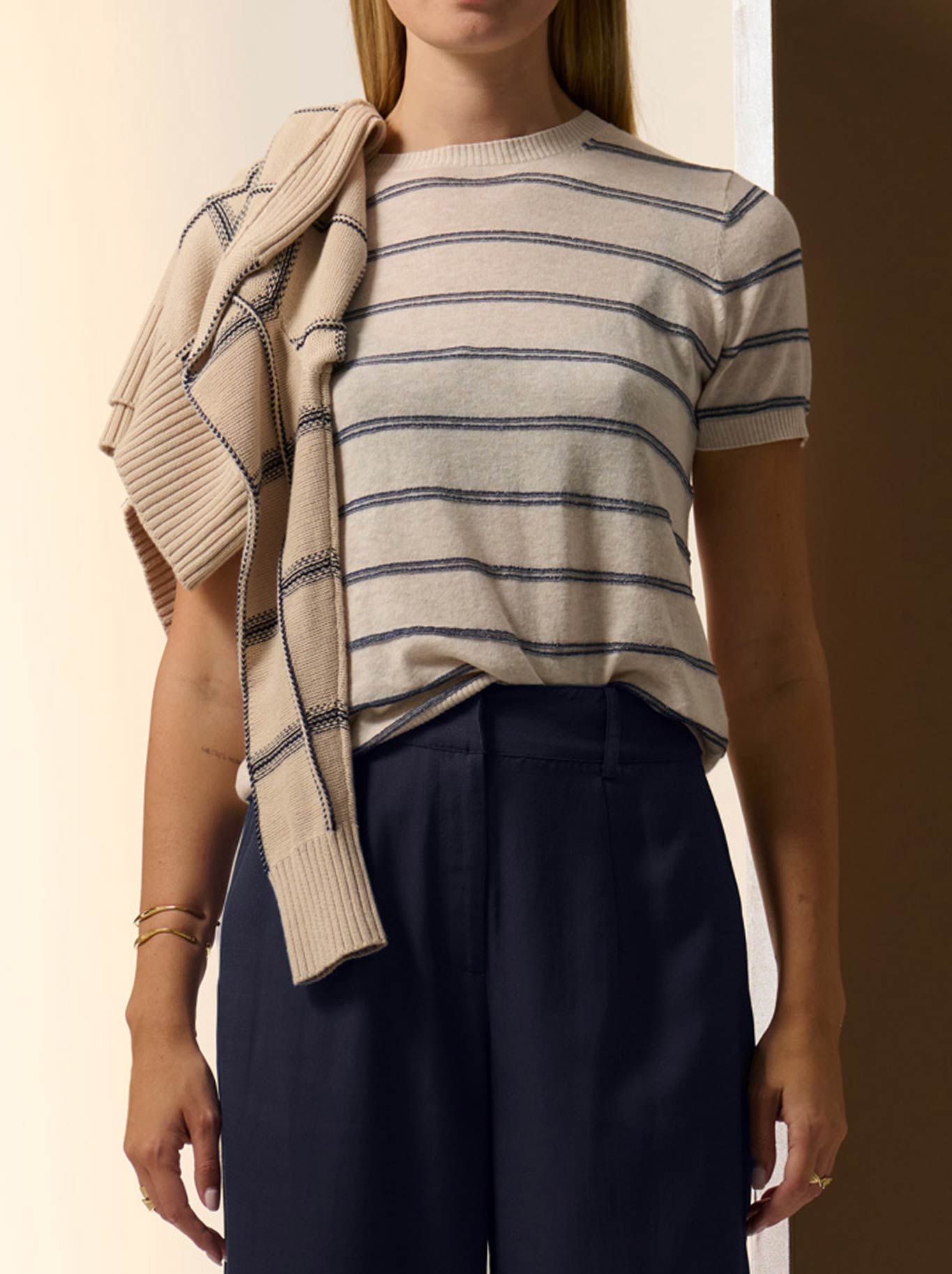 POL SABLE LUREX STRIPE TEE