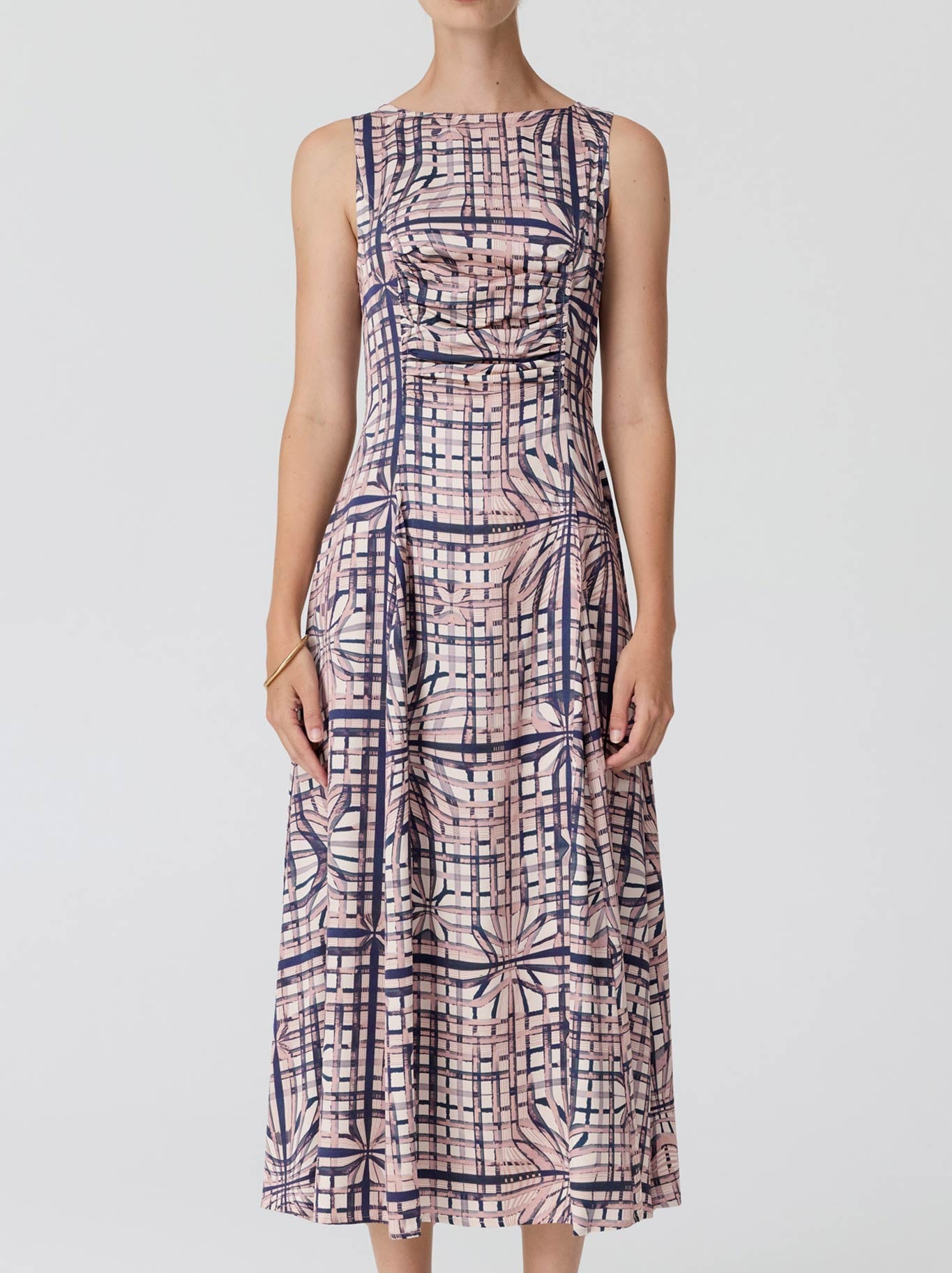 POL LATTICE GATHERED DRESS