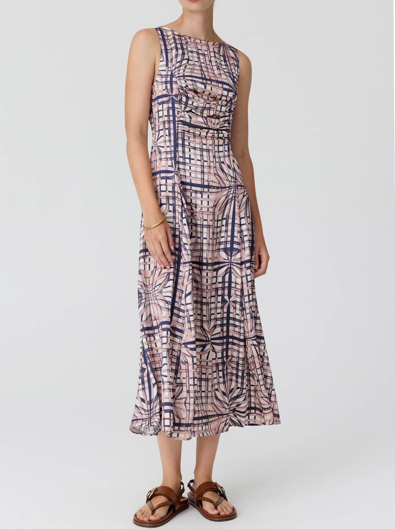POL LATTICE GATHERED DRESS