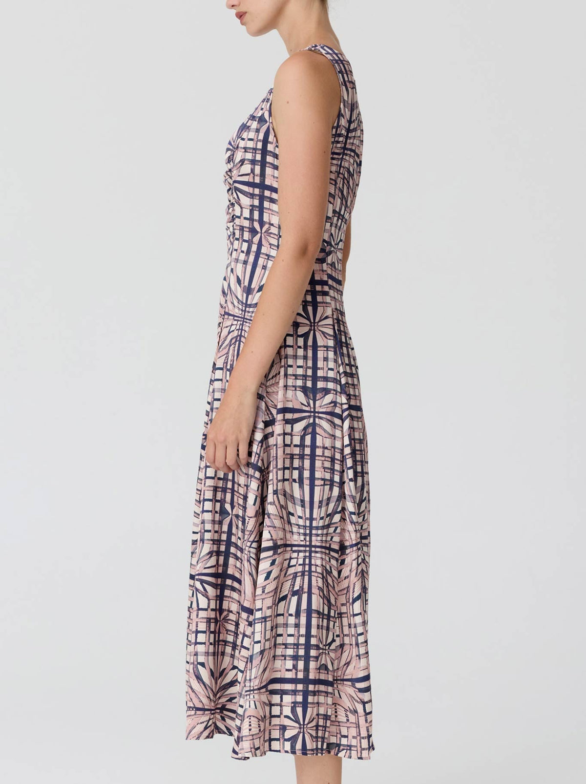 POL LATTICE GATHERED DRESS