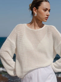 RE:UNION THE LABEL DAWN IVORY CROHET JUMPER